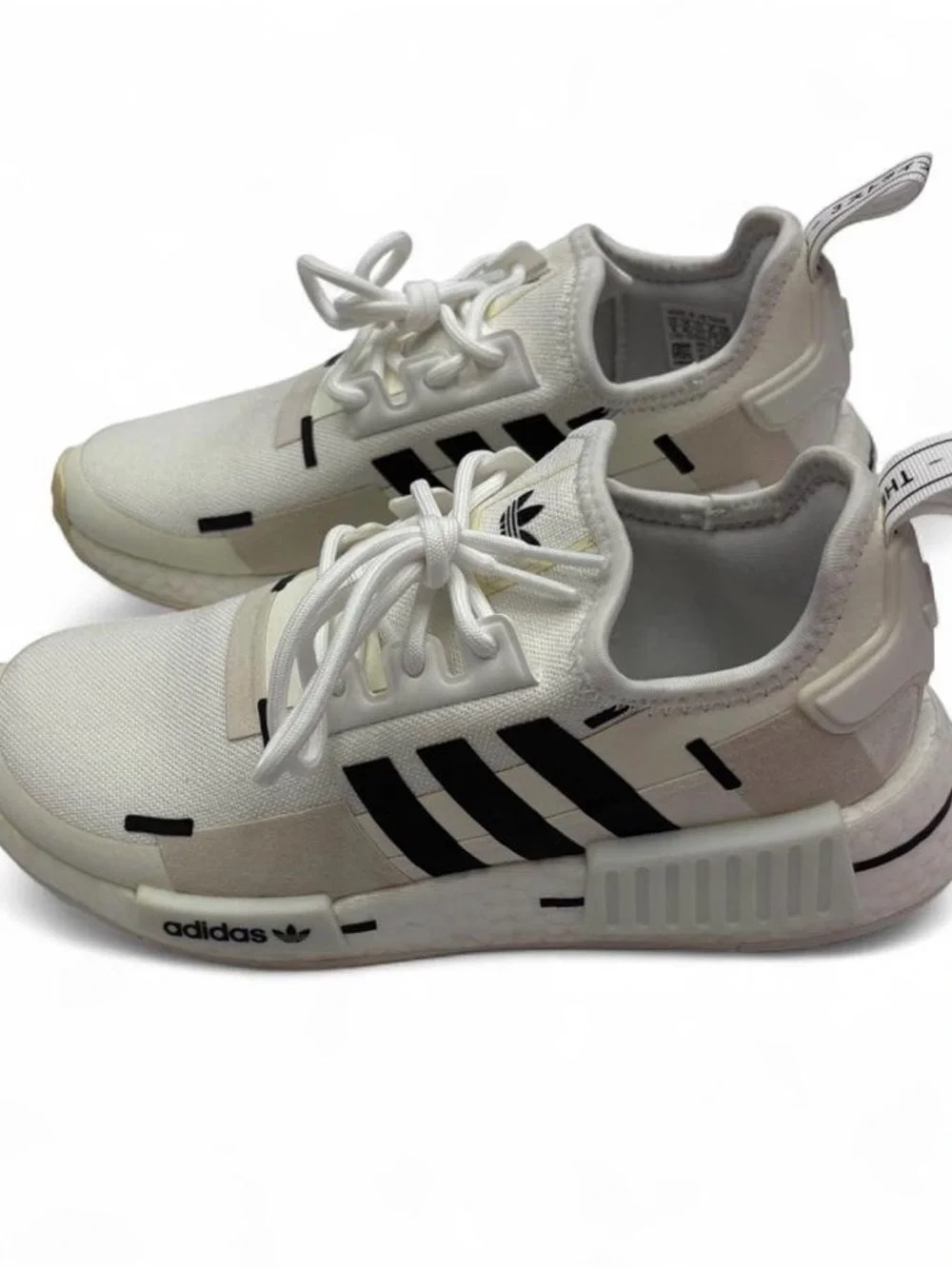 Adidas NMD R1 Carbon white sneakers with black stripes Size men’s 5